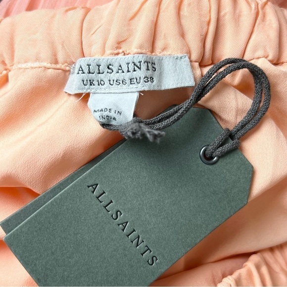 *NWT ALLSAINTS Sunset Ombré Colorblock Striped Crepe Tiered Ruffle Midi Skirt 6 - Picture 8 of 11